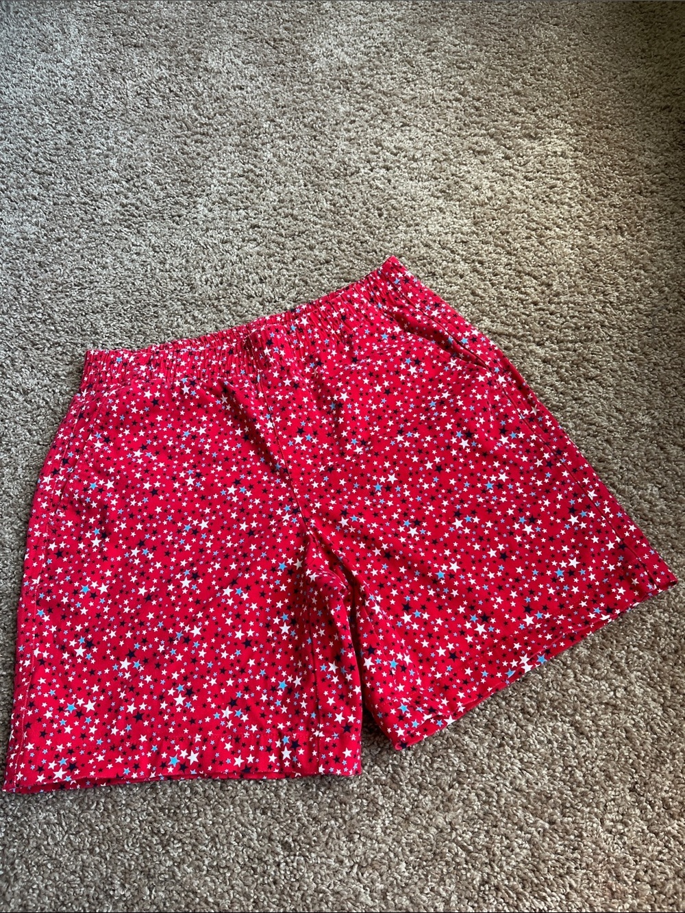 Lands' End Red Star-Print Elastic Waist Bermuda Shorts Size 2
